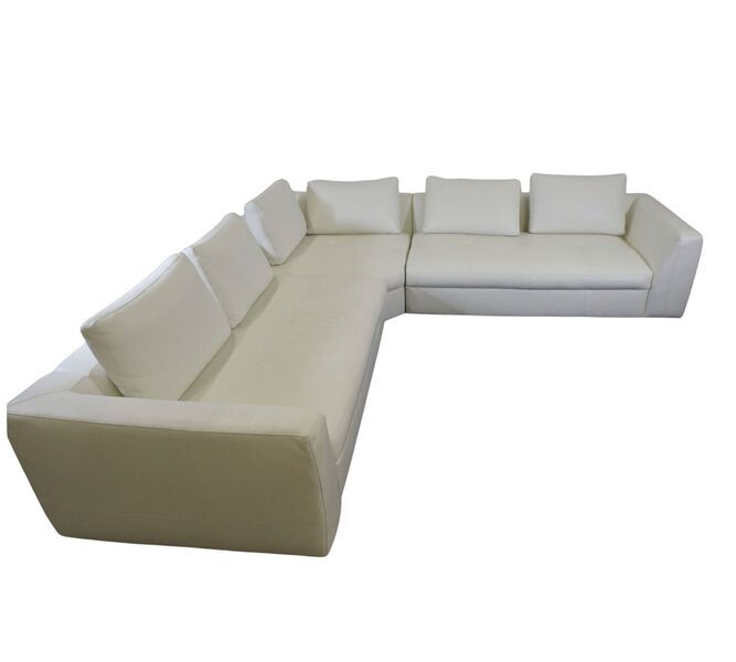 Bergamo leather sofa Salto-leather 096 snow white | white, image 1 of 4
