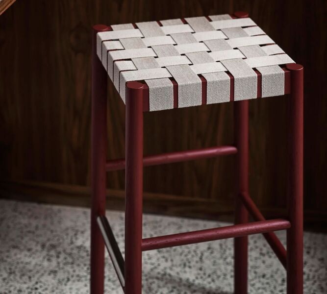 Betty TK8 bar stool wood linen Maroon | red, image 2 of 2