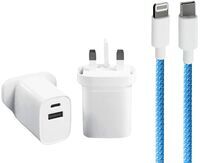 UK Multiport Fast Charger (35W) & Braided Cable (Lightning)