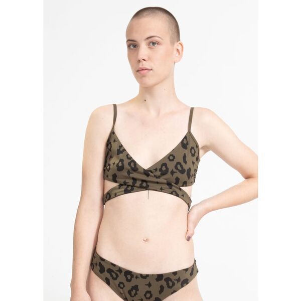 boochen - Arpoador Bikini Top Reversible in Green Leopard / Moss | size L