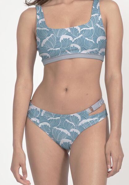 boochen - Caparica Bikini-Unterteil wendbar in Ocean Waves / Light Blue | Größe XL