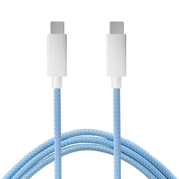 Cabo entrançado (USB-C + USB-C) | branco/azul