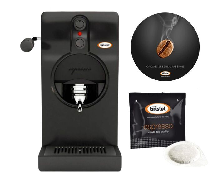 Bristot GRIMAC ESE TUBE Kaffemaskin | inkluderar 150 Bristot ESE Pads | svart