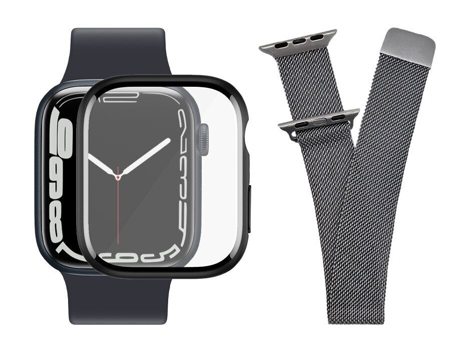 Roestvrijstalen smartwatchband & screenprotector | PanzerGlass™ | Apple Watch 4/5/6/SE | 42/44/45/49 mm | zilver