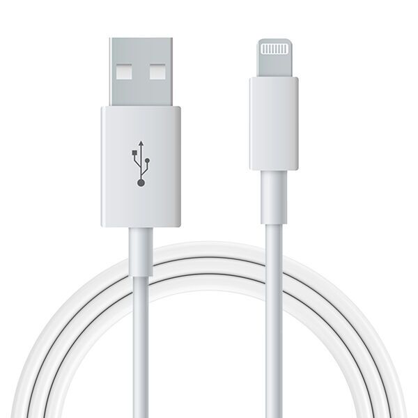 Kabel (USB-A + Lightning) | biały