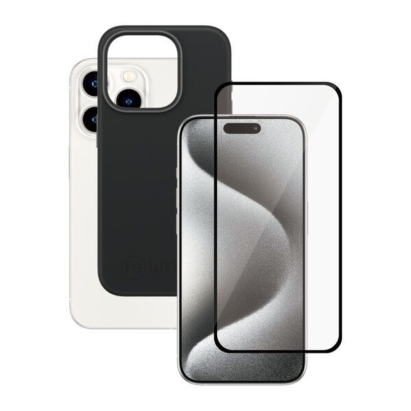 Bundle | schwarze Handyhülle & Displayschutz | iPhone 15 Pro 1