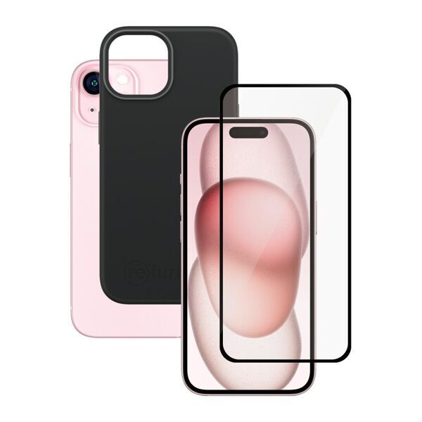 Bundle | black phone case & Tempered Glass Screen Protector | iPhone 15 1