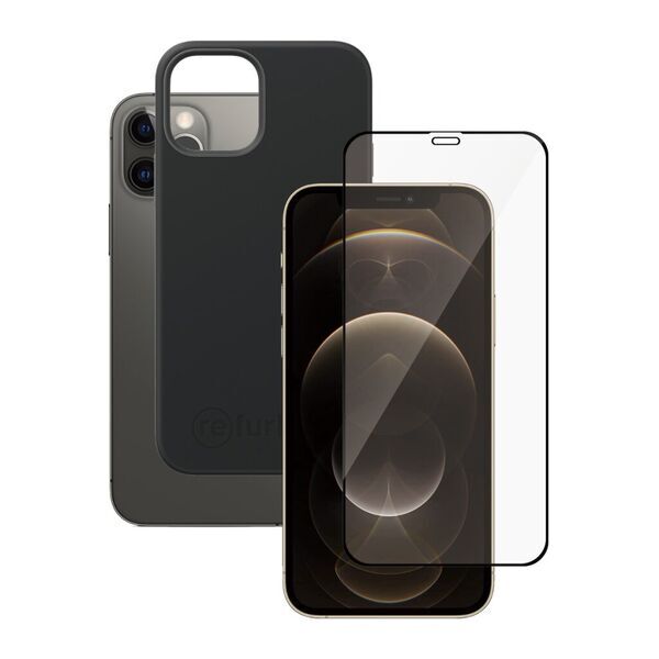 Bundle | black phone case & Tempered Glass Screen Protector | iPhone 13/14, image 1 of 4