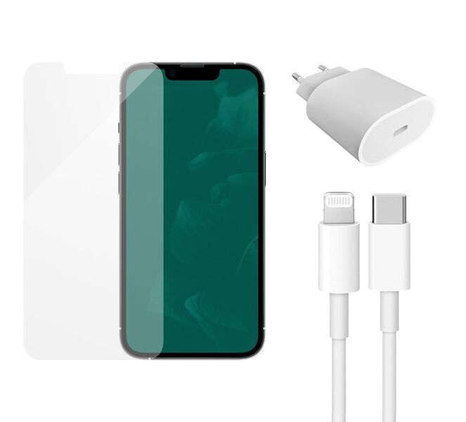 Caricatore rapido (20W) + Cavo di ricarica (Lightning) & Protezione display | iPhone 13/13 Pro