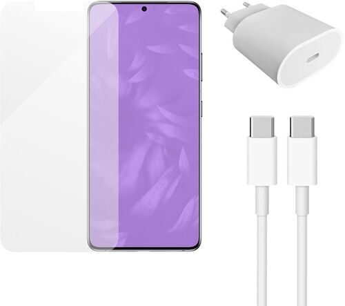 Som Ny: Snabbladdare (20W) & laddkabel (USB-C) & skärmskydd | Samsung Galaxy S21 5G
