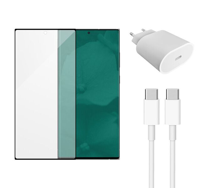 Chargeur rapide (20W) + Câble de chargeur (USB-C) & Protection d'écran | Samsung Galaxy S22 Ultra 5G