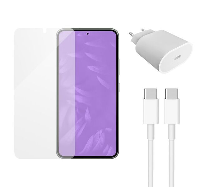 Szybka ładowarka (20 W) + kabel (USB-C) i osłona ekranu | Samsung Galaxy S23