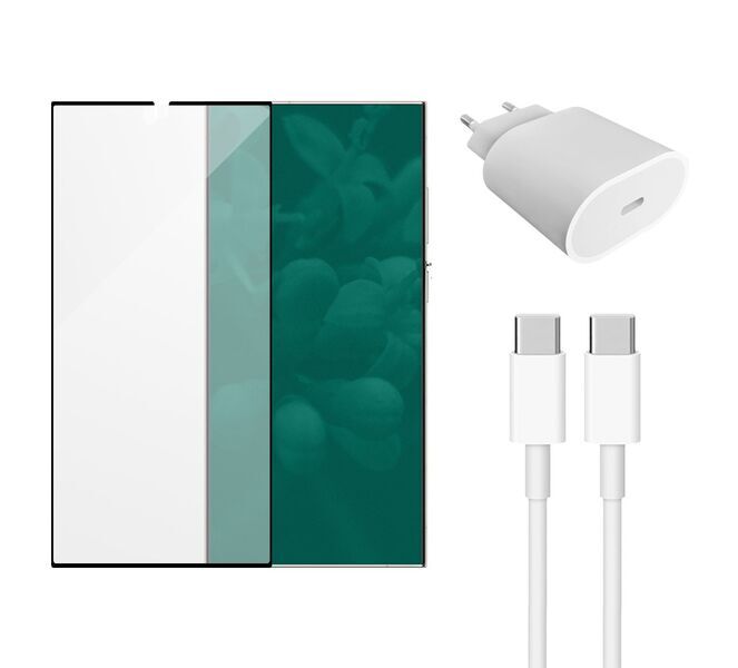 Chargeur rapide (20W) + Câble de chargeur (USB-C) & Protection d'écran | Samsung Galaxy S23 Ultra 5G