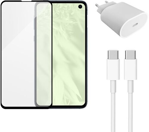 Som Ny: Snabbladdare (20W) & laddkabel (USB-C) & skärmskydd | Samsung Galaxy S10e