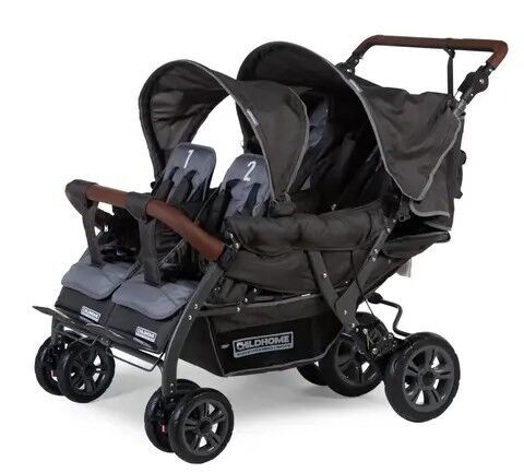 Childhome Quadruple Vierlingskinderwagen | black/grey 1