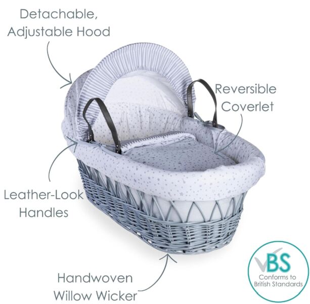 Clair de Lune Stars and Stripes Moseskorb | grey, image 1 of 2