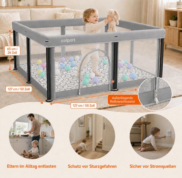 Colpart playpen with mat | grey, image 3 of 3