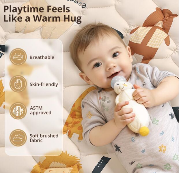 COMOMY baby crawling mat 180x200 cm | beige, image 1 of 3