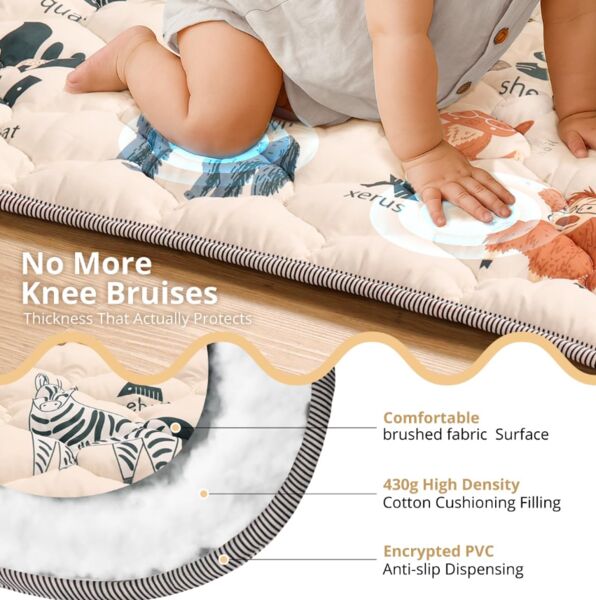 COMOMY baby crawling mat 180x200 cm | beige, image 2 of 3