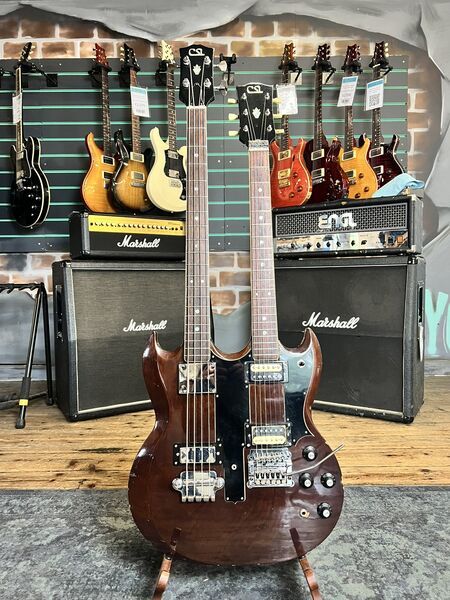 CSL Double Neck Bass & 6 String Walnut c.1970s MIJ Double Neck Electric Guitar | walnut, image 1 of 5