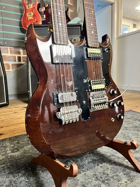 CSL Double Neck Bass & 6 String Walnut c.1970s MIJ Double Neck Electric Guitar | walnut, image 2 of 5