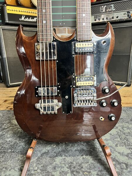 CSL Double Neck Bass & 6 String Walnut c.1970s MIJ Double Neck Electric Guitar | walnut, image 3 of 5