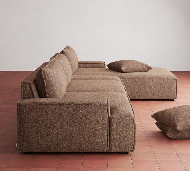Daphne single-seater corner module left Pebble Rust | brown, image 2 of 3