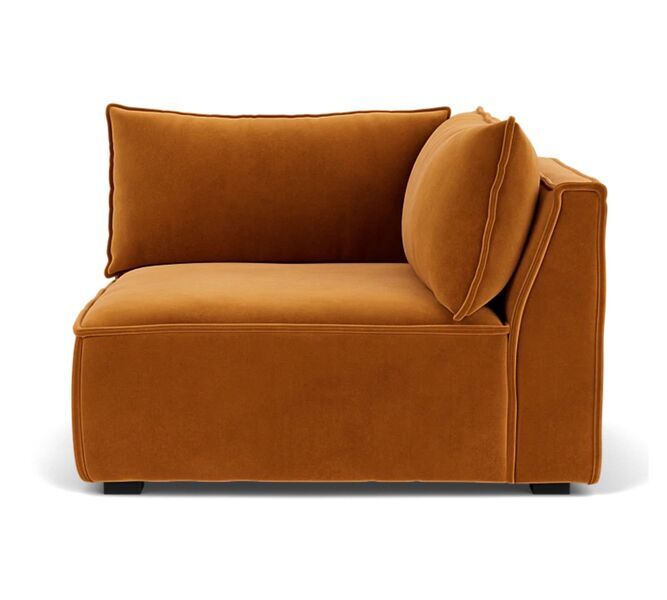 Daphne single-seater corner module left velour matte Amber | orange, image 1 of 4