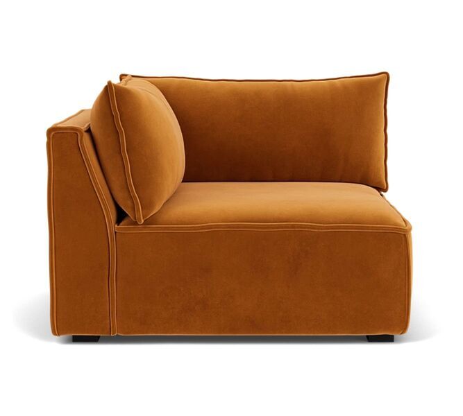 Daphne single-seater corner module left velour matte Amber | orange, image 4 of 4