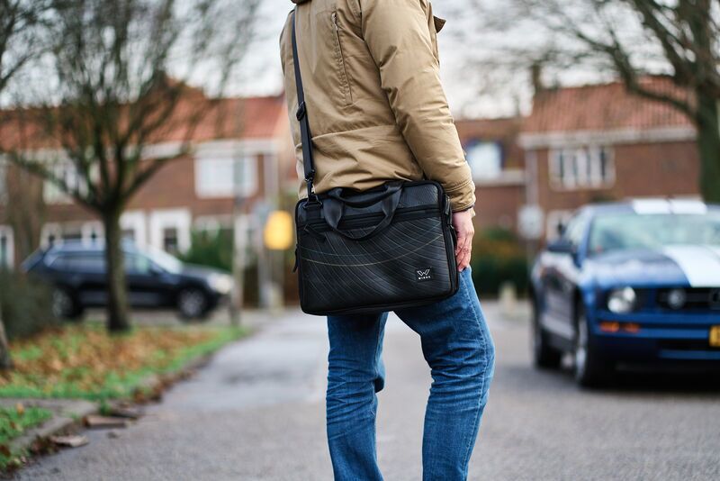 Ecowings Precious Peacock Recycled Laptop bag | black 4