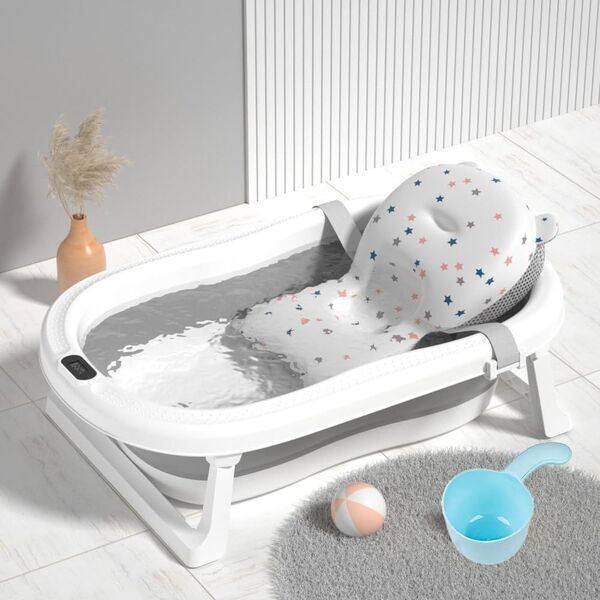 Einesin Faltbare Babybadewanne mit Thermometer | grey 1