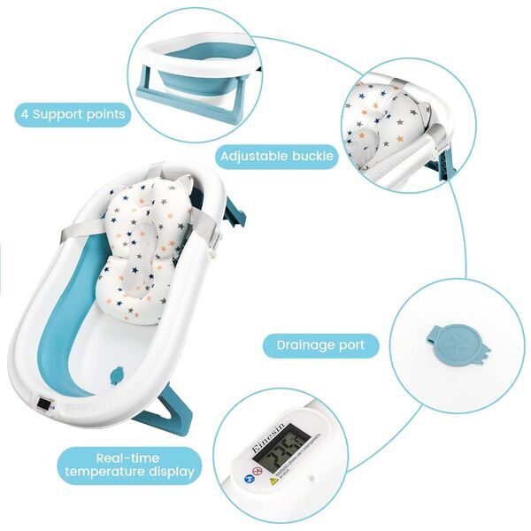Einesin XXL Faltbare Baby Badewanne | blau 2