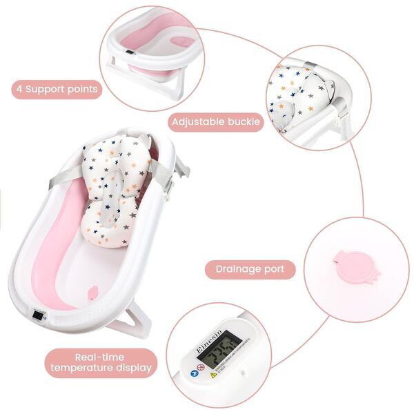 Einesin XXL kokkupandav beebivann | roosa 2