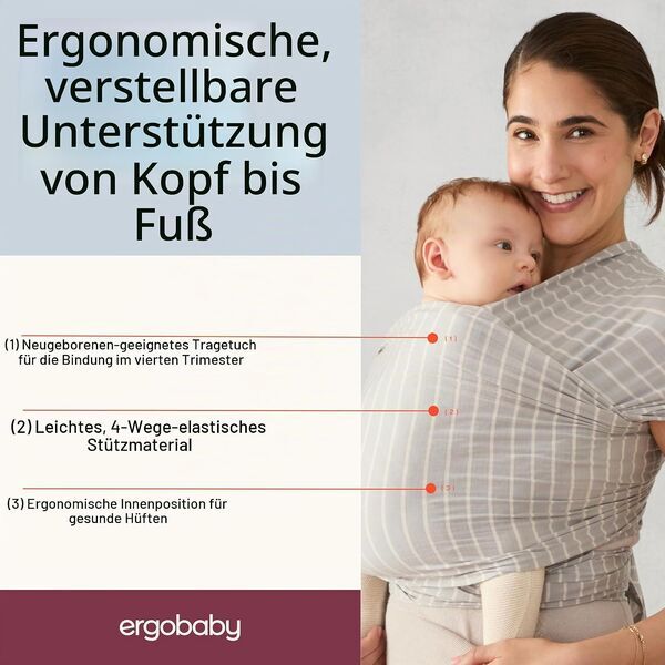 Ergobaby Aura Knit marama za nošenje bebe | Siva, image 3 of 3