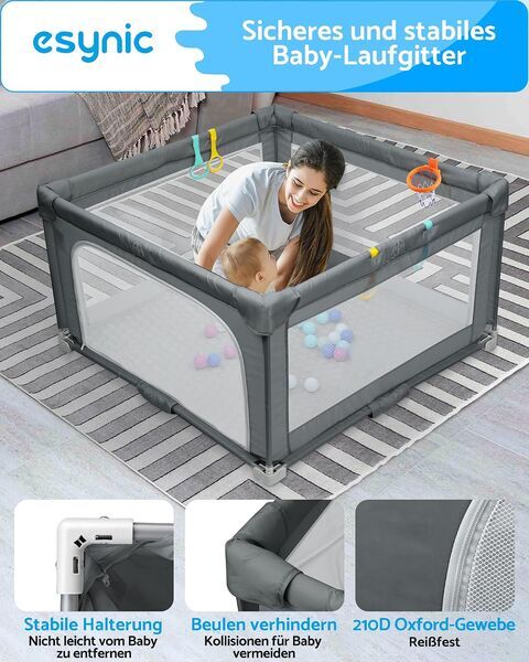 eSynic Faltbarer playpen | Dunkelgrau, image 2 of 3