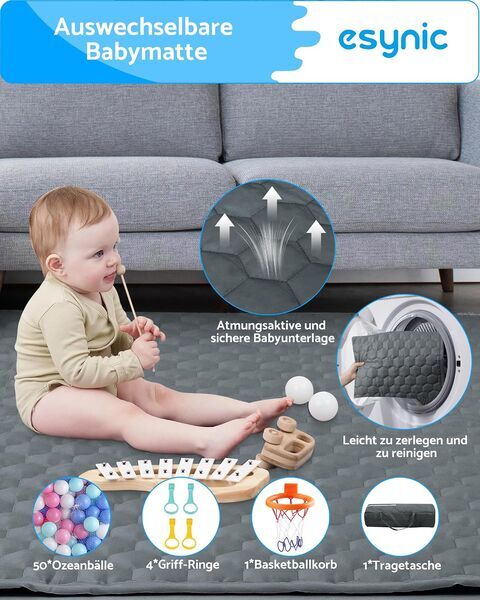 eSynic Faltbarer playpen | Dunkelgrau, image 3 of 3