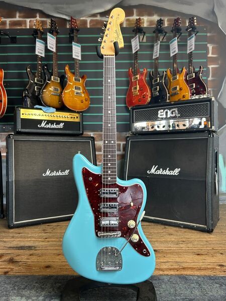 Fender 60th Anniversary Triple Jazzmaster Daphne Blue 2018 Electric Guitar | blue, image 1 of 5
