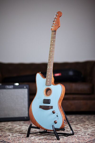 Fender Acoustasonic Player Jazzmaster | Ice Blue | ice blue, image 1 of 5