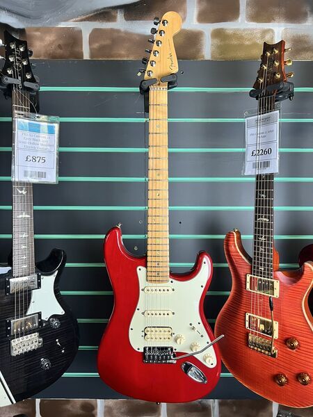 Fender American Deluxe Fat Stratocaster HSS Crimson Red Transparent 2001 | red, image 2 of 5