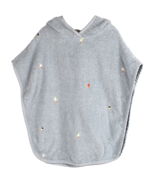 FILIBABBA Bath Poncho with Embroidered Pattern GOTS - Pearl Blue | blue, image 1 of 3