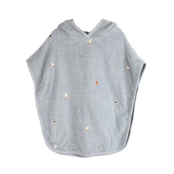 FILIBABBA Bath Poncho with Embroidered Pattern GOTS - Pearl Blue | blue, image 2 of 3