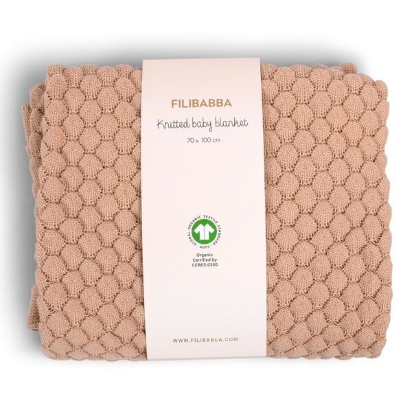 FILIBABBA Gestrickte baby blanket GOTS - Ivory Cream | pink, image 4 of 4