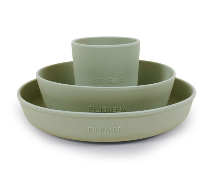 FILIBABBA Silikongeschirrset - Green | grün, image 1 of 2