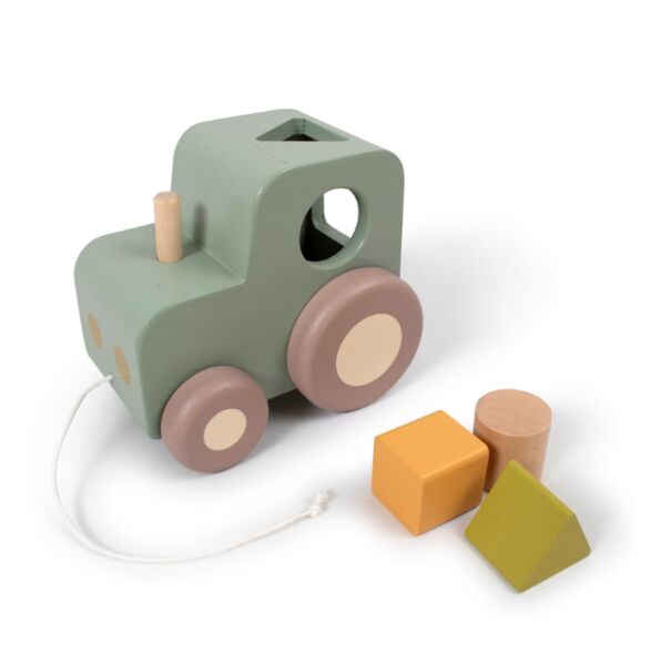 FILIBABBA Pull-Along Tractor with Shape Sorter | green, image 1 of 4