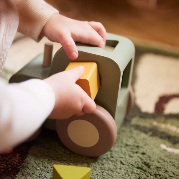 FILIBABBA Pull-Along Tractor with Shape Sorter | green, image 3 of 4