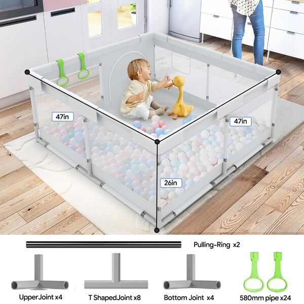 Fodoss Baby Laufstall | hellgrau 2