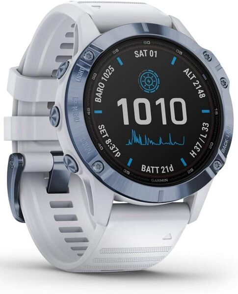 Garmin Fenix 6 Pro Solar (2020) | Edelstahl | blau/weiß 2