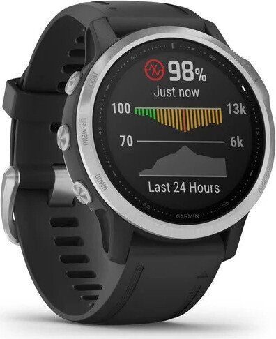 Garmin Fenix 6S (2020) | Acciaio inossidabile | argento/nero | nero 3