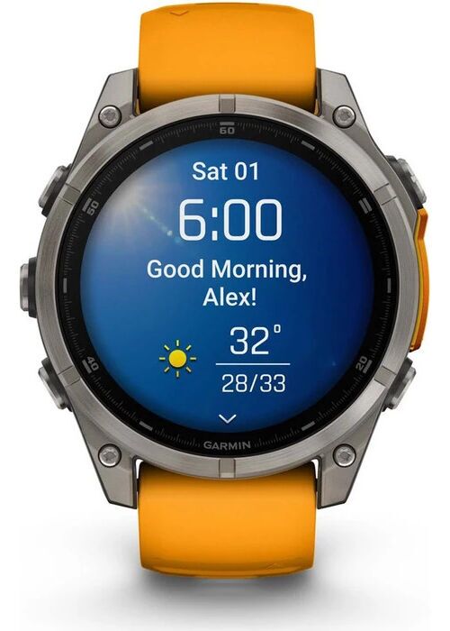 Garmin Fenix 8 Saffier (2024) | 47 mm | zilver | oranje