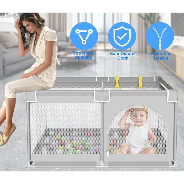 Gercham Baby Laufgitter | grau 2